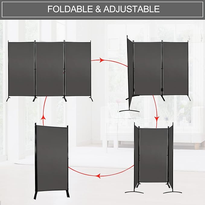 MAYOLIAH 3 Panels Room Divider Partition 6ft Tall Folding Privacy Screen | - Image 6