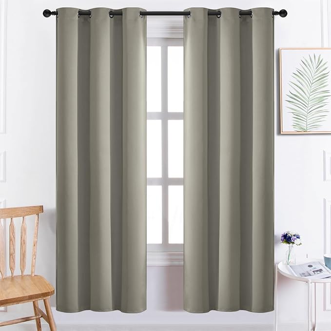 Yakamok Blackout Curtains 38x72 inch Taupe Thermal Drapes-Bedroom | 2 panels by Yakamok