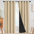 SimpleHome Beige 100% Blackout Curtains Room Darkening Living Room 96 Inch | by SimpleHome