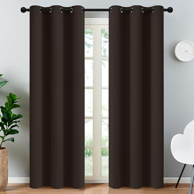 Yakamok Blackout Curtains 38x84 inch Dark Brown Thermal Drapes-Bedroom | 2 by Yakamok