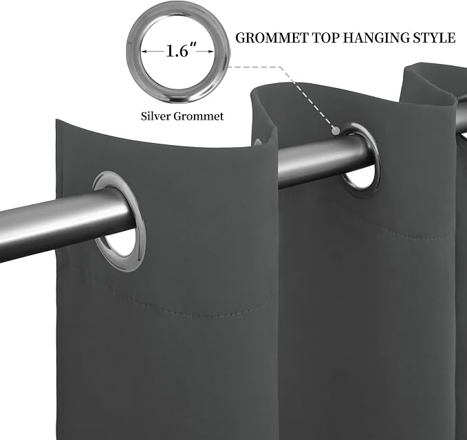Easy-Going Thermal Grommet Blackout Curtains, 2 Panels 52x63 in, Noise Reduction - Image 5