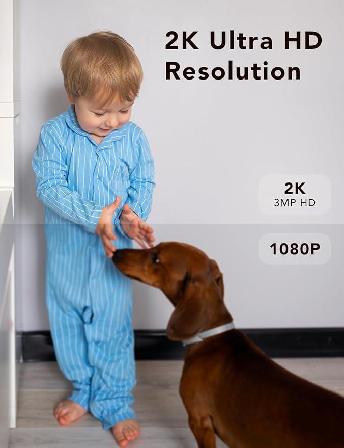 FAMVIVA 2K Security Camera, Outdoor/Indoor for Home, Pet, Baby, Nanny, IP65 Waterproof Color Night Vision, White Light & Siren, Recording, Motion Detection, Compatible with Alexa,Black-4P