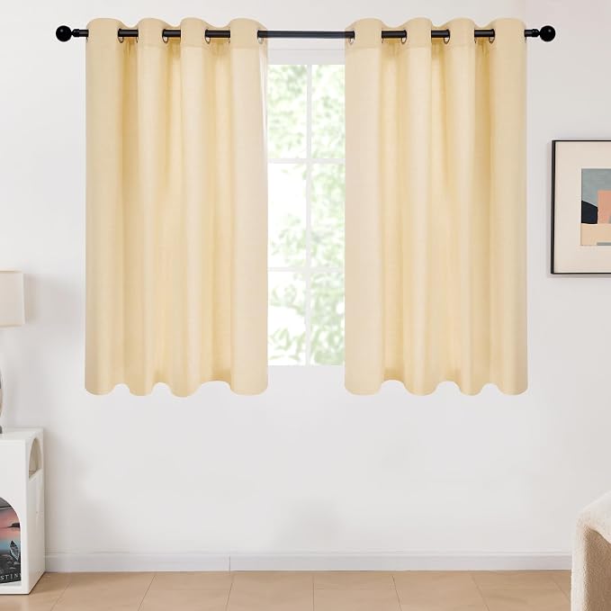 Deconovo Beige Linen Curtains for Living Room, Light Filtering Semi Sheer Faux by Unknown