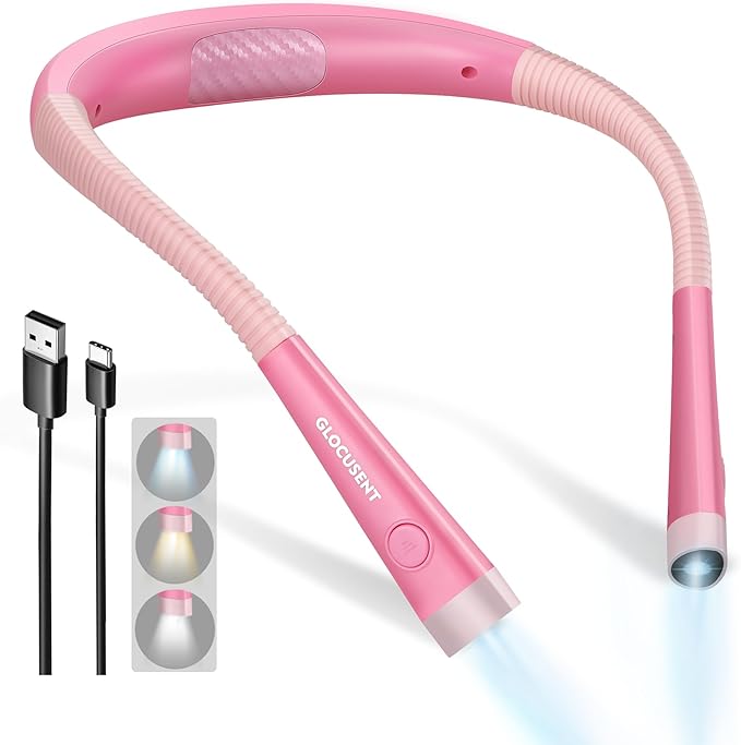 Glocusent Reading Light, 80-hr Rechargeable Book Light | 3-Color&6-Brightness by GLOCUSENT