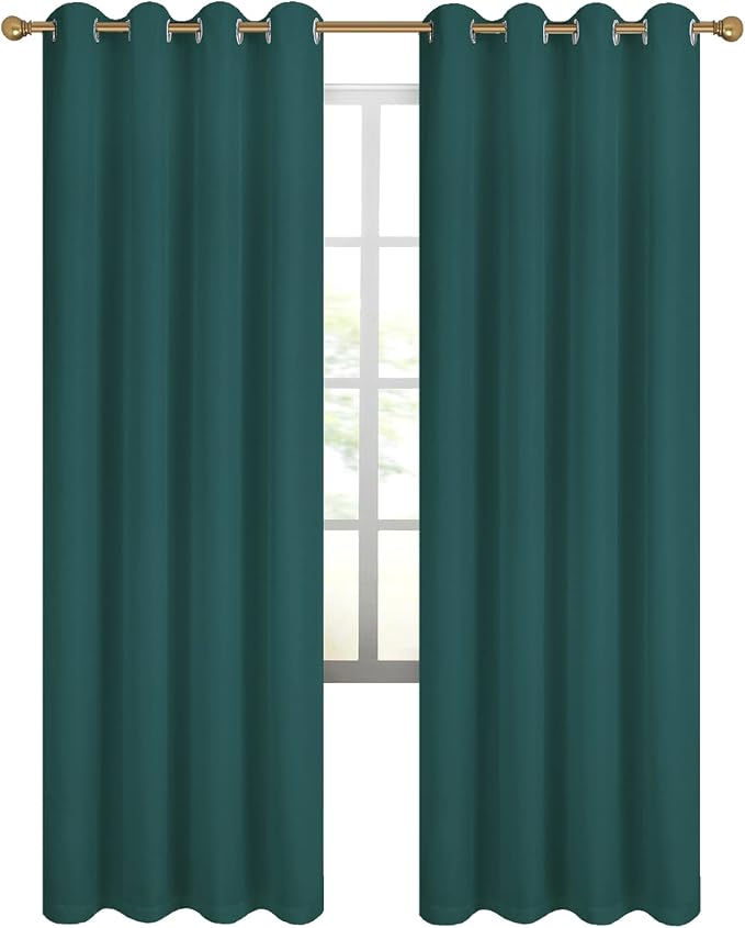 Diraysid 100% Blackout Curtains Sea Teal Linen Curtains - Image 3