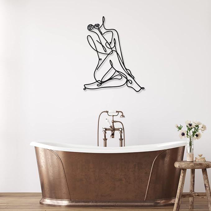 Photect 3 Pcs Metal Wall Art Decor Minimalist Abstract Woman Wall Art Metal - Image 6