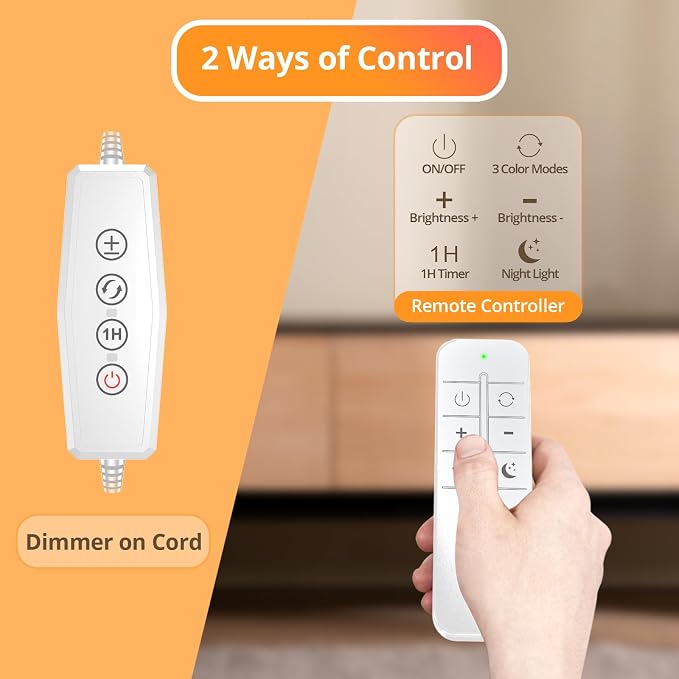 iFalarila Reading Light with Remote, LED Desk Lamp Clip on RA>95 Dimmable - Image 6