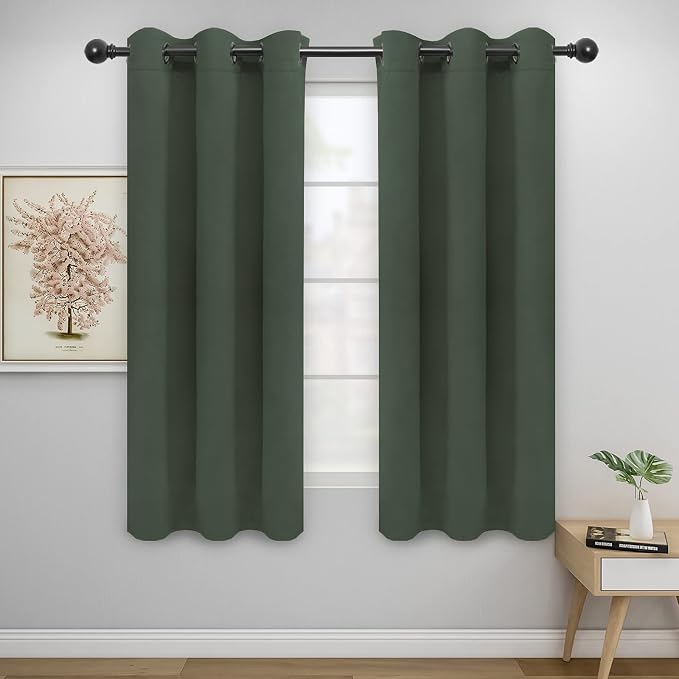 Easy-Going Thermal Grommet Blackout Curtains, 2 Panels 42x63 in | Greyish Green by Easy-Going