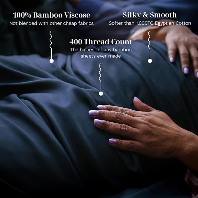 LUXOME Luxury Sheet Set | 100% Rayon (Viscose) from Bamboo | Twin XL - Navy | Deep Pockets | 3-Piece Set (Fitted, Flat, Pillowcase)