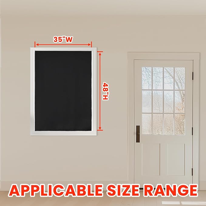 AJAZZ 100% Blackout Self Adhesive Curtains Small Window Short Temporary Black - Image 6
