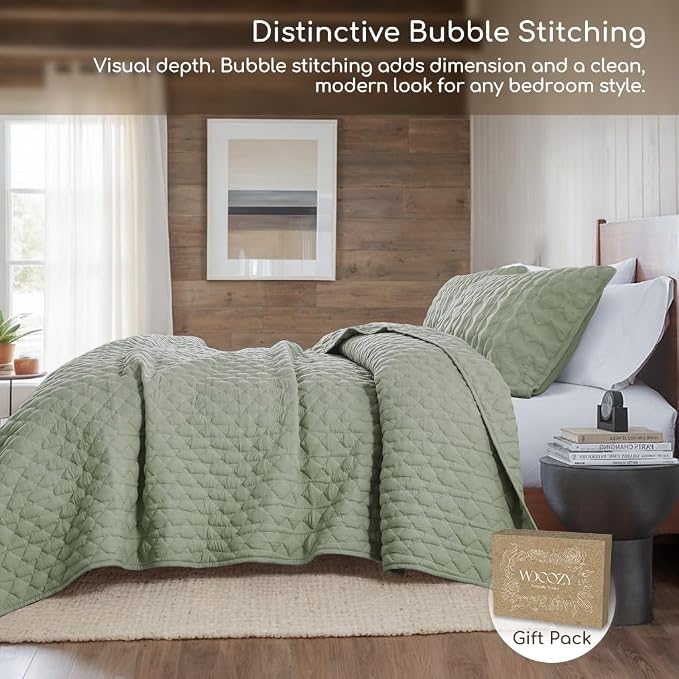 WDCOZY Sage Green Quilt Twin Size Bedding Sets - Image 4