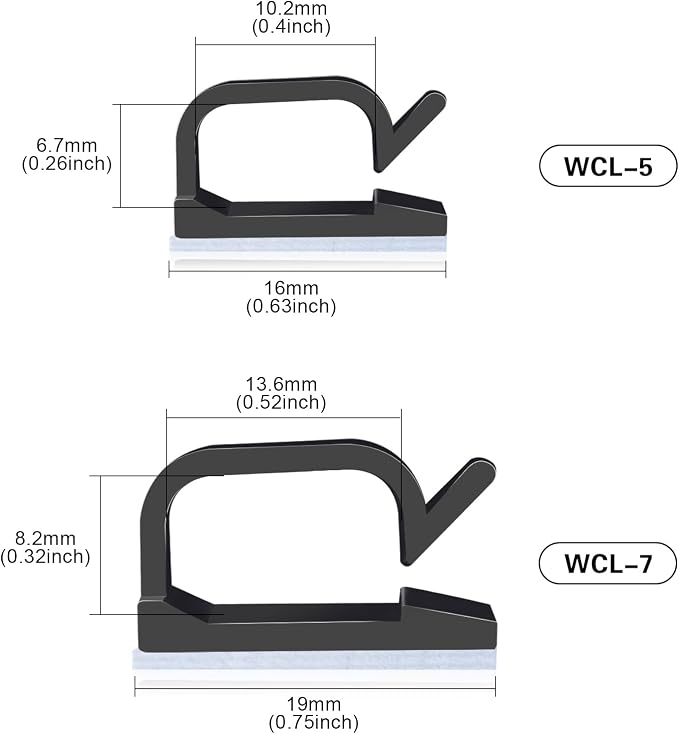 XHF 3/4” Adhesive Cable Wire Clips Black120PCS, Cable Staples Outdoor Cable - Image 2