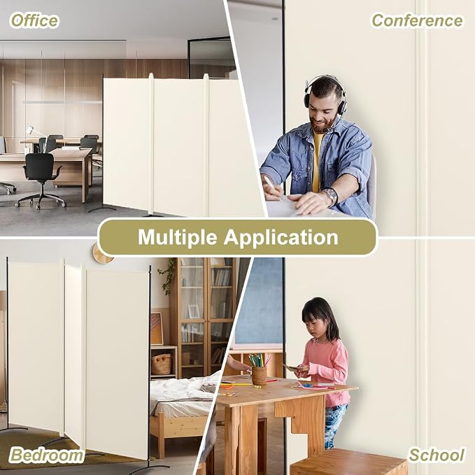 Kokorona 3 Panel Room Divider, 6FT Tall Folding Privacy Screen Wall Dividers - Image 6