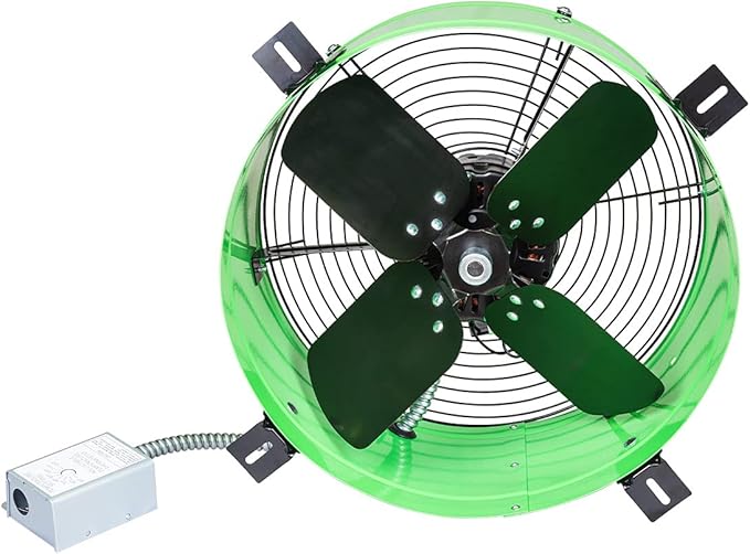 Maxx Air Professional Grade Gable Mount | Power Attic Ventilator, 2.6-Amp 60-Hz Motor and 14-Inch Blade | Quiet Home Attic Fan 1650 CFM | 2500 SQ. FT. (Green)
