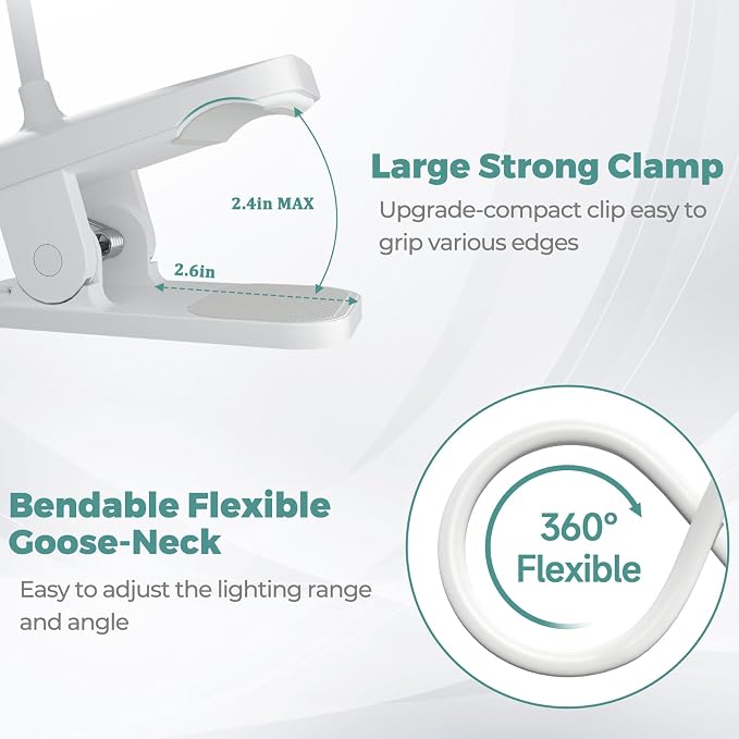 CUHIOY Rechargeable Clip on Reading Light - Image 3