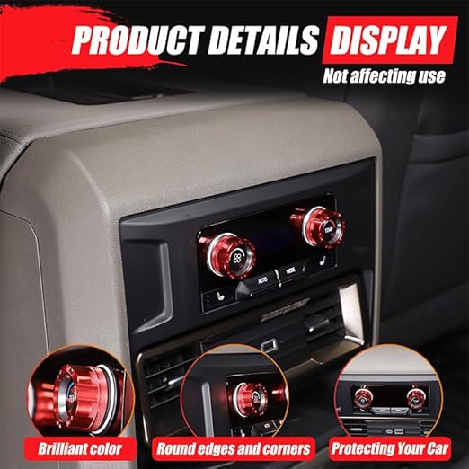 for Hummer EV Accessories Rear Air Conditioner Switch Button Knob Cover,Climate Control Knob Aluminum A/C Decal Trim Rings for Hummer EV SUV Truck 2024 2025+ (Mecha Model Red)