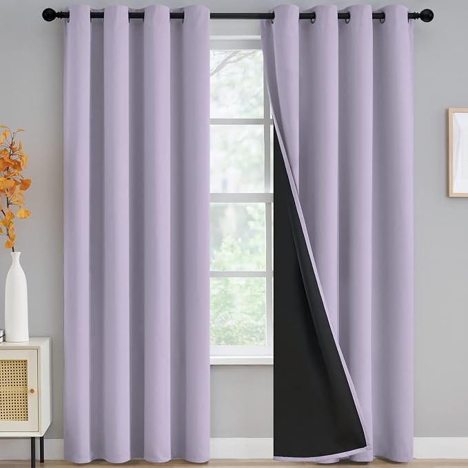 Yakamok Lilac Blackout Curtains 96 inches Long by Yakamok