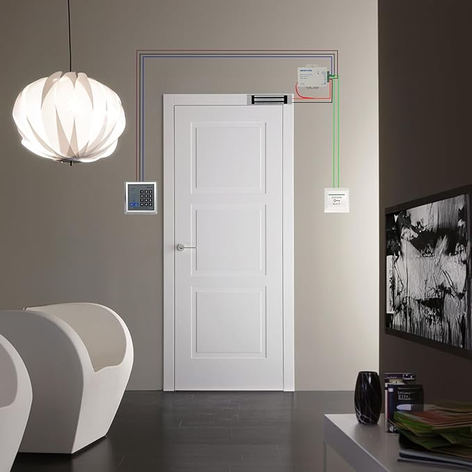 AGPTEK RFID Door Access Control System Kit, Home Security System with 280kg 620LB Electric Magnetic Lock 110-240V AC to 12v DC 3A 36w Power Supply Proximity Door Entry keypad 10 Key Fobs EXIT Button