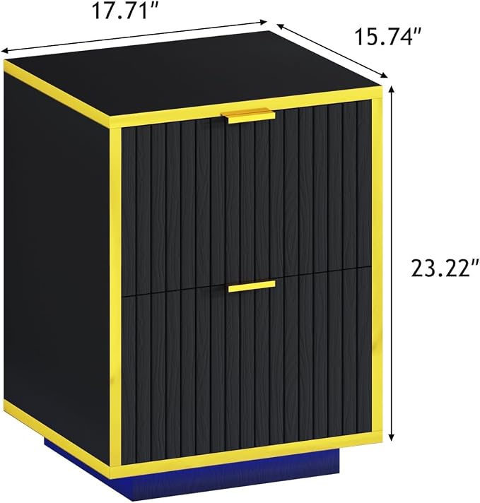 4ever2buy Black and Gold Nightstand Set of 2 - Image 2