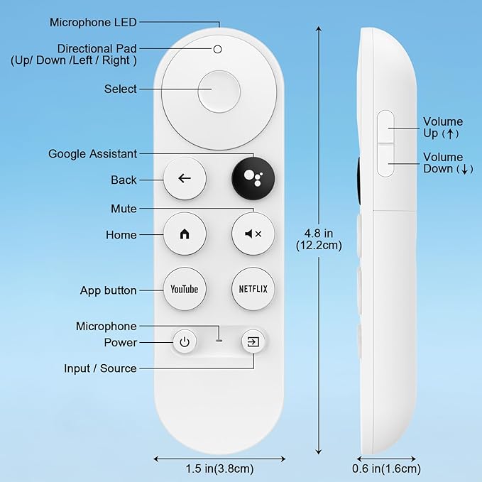 Replacement Voice Remote for Google-Chromecast-Remote, for Chromecast with Google TV Remote 4K/HD & Google TV Streamer 4K