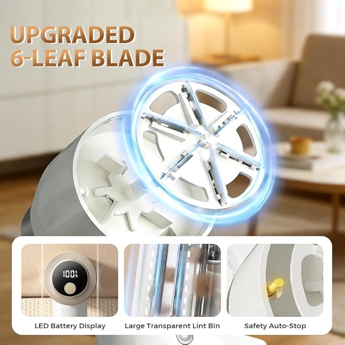 Rechargeable Fabric Shaver for Clothing with Smart LED Display, 2026 New 2 in 1 Suction and Shave Technology Clothes Shaver, Lint Shavers with 3 Speeds for Clothes, Couch, Furniture (B)