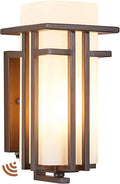 EERU Oil Rubbed Bronze Porch Light Dusk to Dawn Outdoor Sconce Matte Brown Wall Lantern with Frosted Glass Outside House Lighting Waterproof Exterior Light Fixture for Patio Yards Garage Front Door