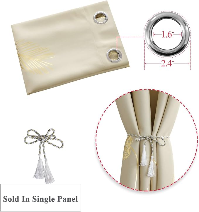 Drape for Living Room 100W x 84L Inch Length Elegant Gold Palm Tree Designed - Image 7