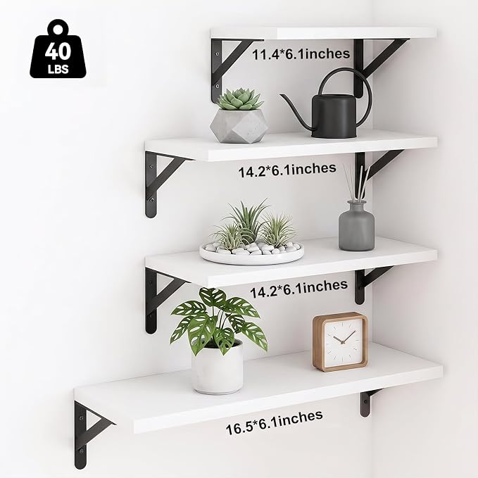 YGEOMER 4 Different Sizes Floating Shelves - Image 3