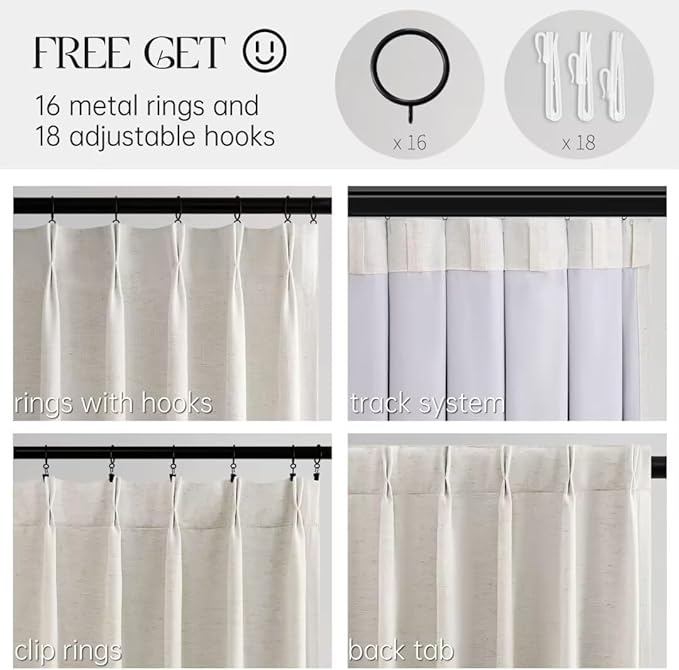 Topfinel 105 Inches Long Black Out Faux Double Layer Thick Linen Drapery Panels - Image 2