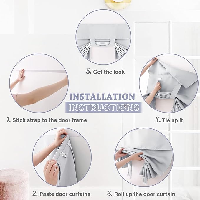 RYB HOME Kitchen Window Curtains Stick on Small Curtains - Image 2