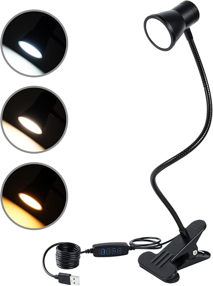 Clip Desk Lamp, USB Reading Light, Flexible Neck Led Clamp Light by Unknown