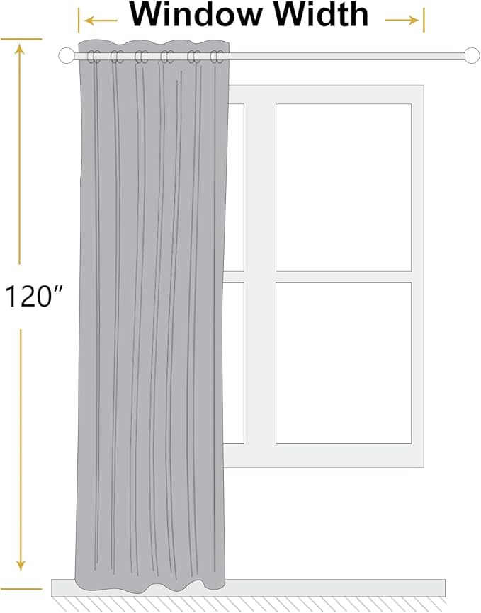ChrisDowa 100% Blackout Natural Solid Solid Curtains 120 Inches Long 2 Panels for Bedroom Living Room,Farmhouse Room Darkening Thermal Insulated Soundproof Grommet Top Window Treatment Drapes,52x120