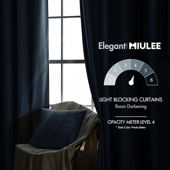 MIULEE Velvet Curtains 52x90 inches 2 Panels Stone Blue Blackout Curtains | - Image 5