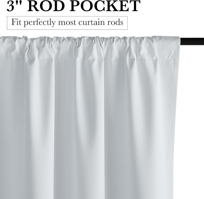 RYB HOME Short White 100% Blackout Curtains - Image 2