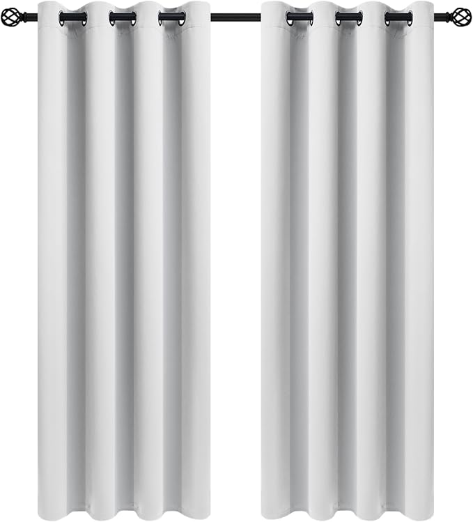 COSVIYA Grommet Room Darkening Greyish White Curtains 84 inch by COSVIYA
