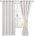 Blackout Curtains for Bedroom, 60 x 63 Inches Length Ivory 2 Panels | Thermal by Hiasan