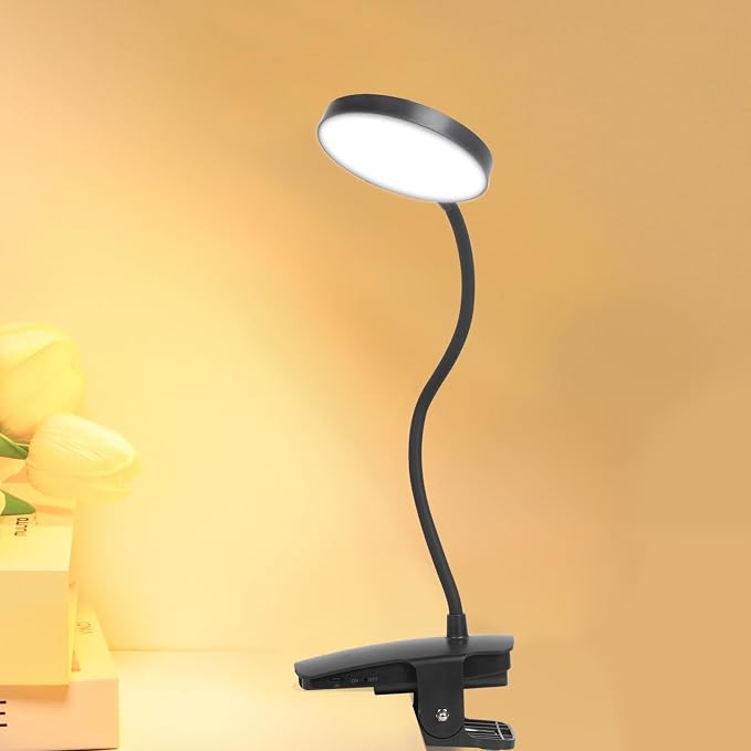 Cordless Rechargeable Clip On Desk Lamp Thick Flexible 360° Gooseneck | 450 by HOME