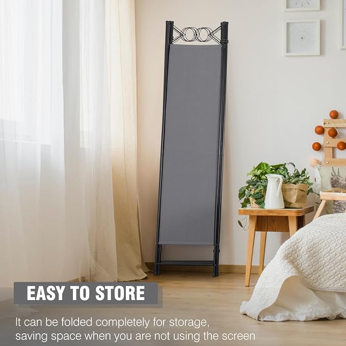4 Panel Room Divider 6FT Steel Frame Screen Folding Privacy Divider - Image 3