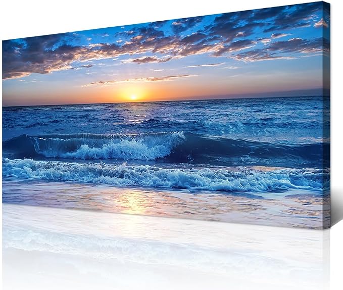 Wapluam Canvas Wall Art For Living Room Modern Decor For Bedroom Ocean Beach by Wapluam
