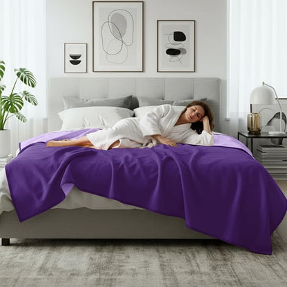 Waterproof Blanket for Bed Couch Sofa, 40''x60'' Reversible & Washable, Fleece and Flannel Waterproof Mat, Water Resistant Bed Cover, Leakproof Mattress Protector(Light Purple/Dark Purple)