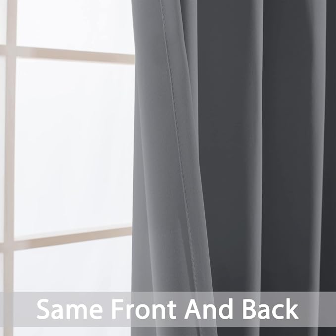 Yakamok Grey Room Darkening Curtains 70x84 inch Gray Grommet-Living Room | 2 - Image 6