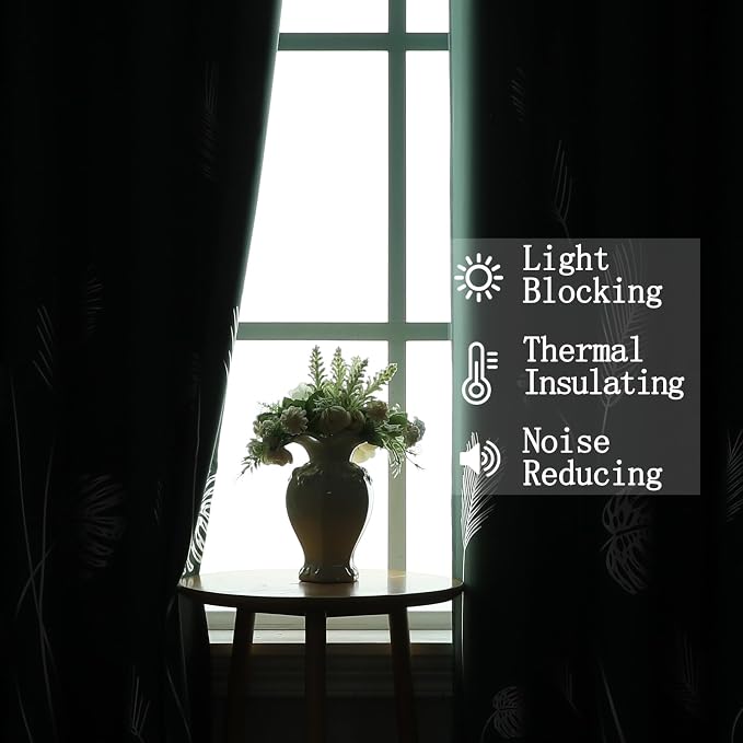 Green Blackout Curtains for Living Room 102 Inches Long, Room Darkening Energy - Image 6