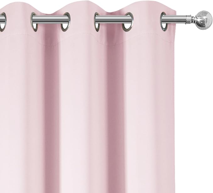 100% Blackout Curtains 40 x 63 Inches Long Thermal Insulated Baby Pink Curtains - Image 7