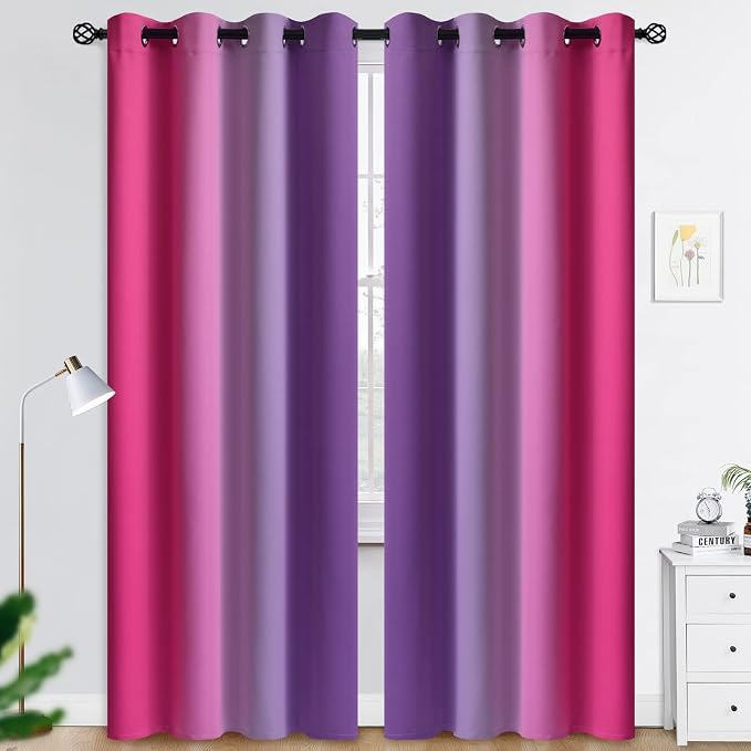 COSVIYA Grommet Ombre Blackout Pink and Purple Curtains, W52 x L84 inch | Room by COSVIYA