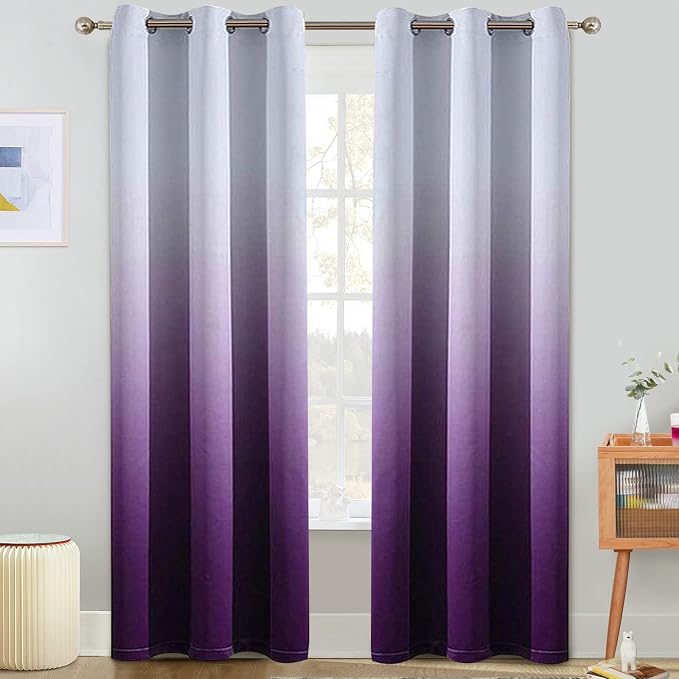 COSVIYA Grommet Ombre Room Darkening Curtains 84 inch Long, Gradient Drapes by COSVIYA