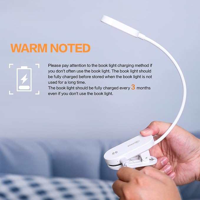 VAVOFO Rechargeable Book Light, 14 LEDs Eye Care Clip On Amber Reading Light - Image 5