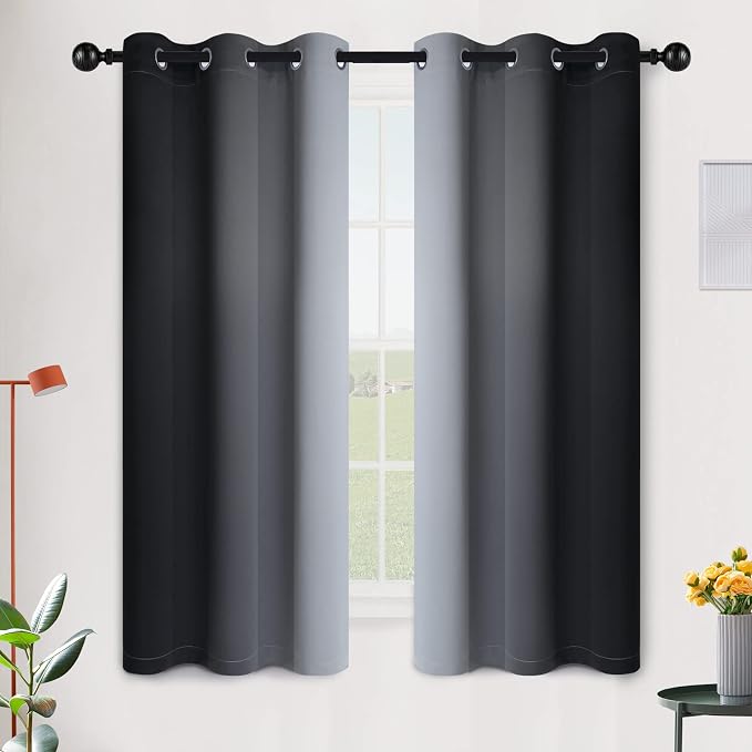 SimpleHome Ombre Black to Grey White Curtains by SimpleHome