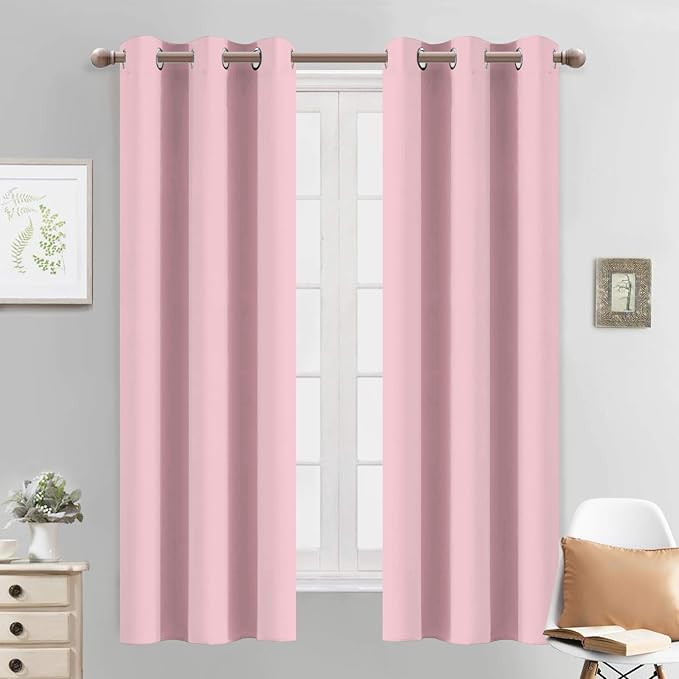 Yakamok Blackout Curtains 38x63 inch Pink Thermal Drapes-Bedroom | 2 panels by Yakamok