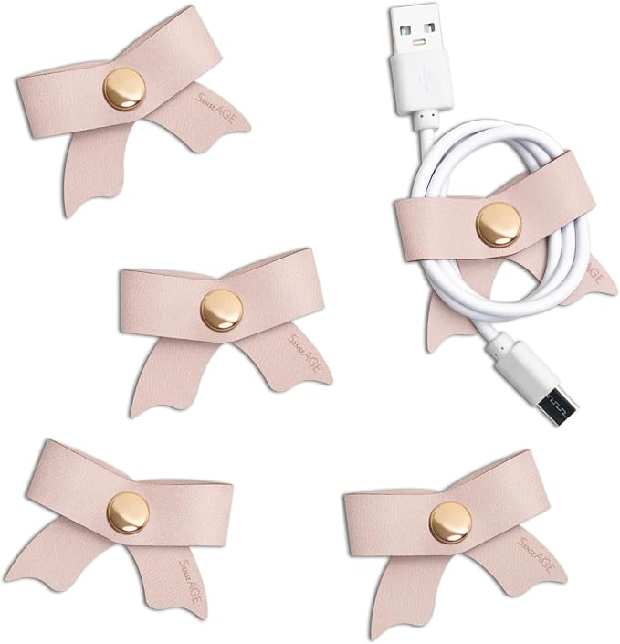 5 Pack Cord Organizer, Bow Cord Keeper, Cable Organizer USB Holder, Leather by SenseAGE