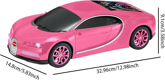 WSTER Luxury Sports Car Model Bluetooth Speaker with HD Sound, TWS Stereo Pairing, Display Screen, Built-in Microphone, Unique Bluetooth Car Speaker for Home, Party, Outdoor & Beach (Pink)